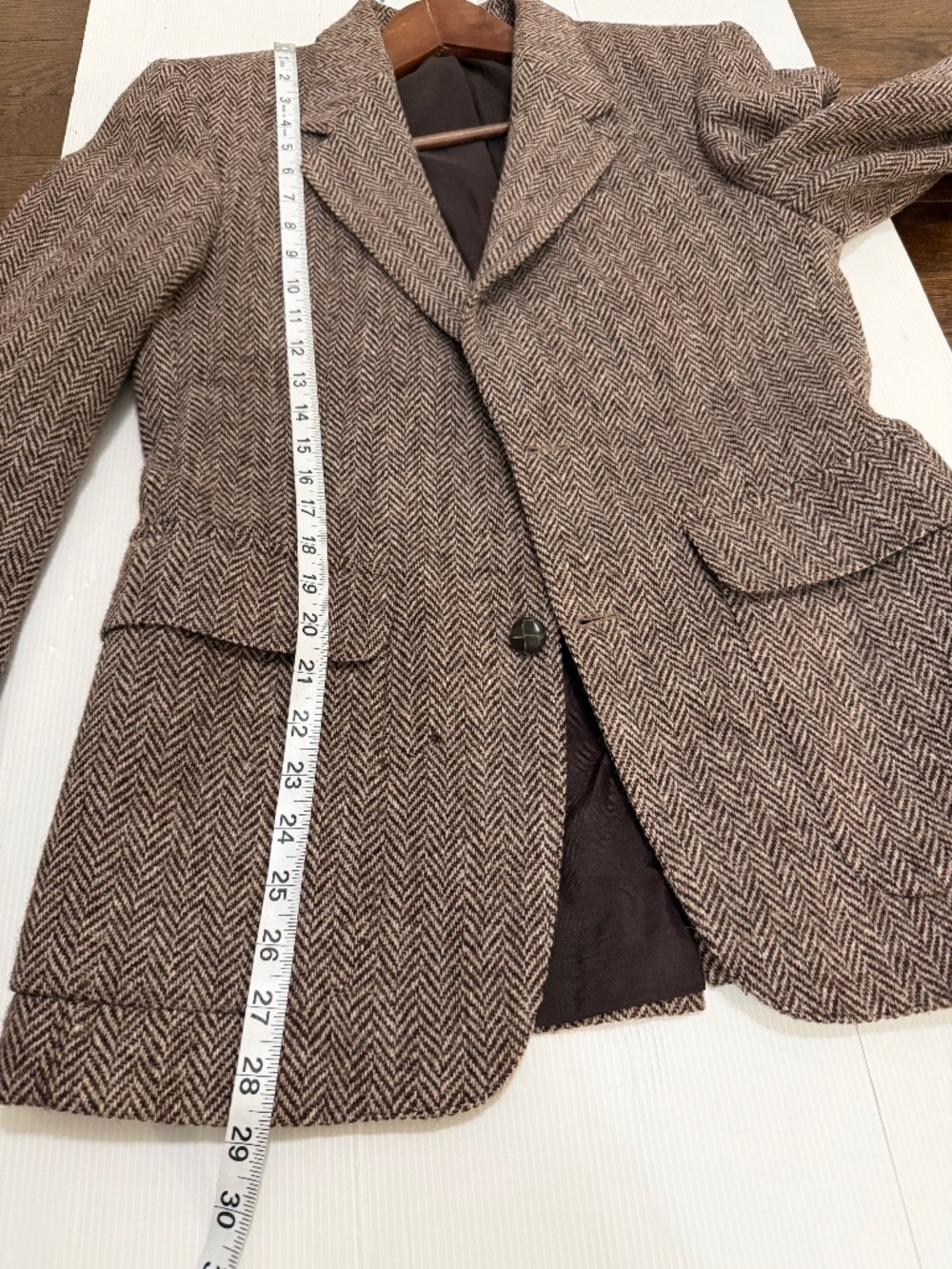 Vintage Harris Tweed Brown Herringbone Wool Blazer Sport Coat Mens - Picture 8 of 15
